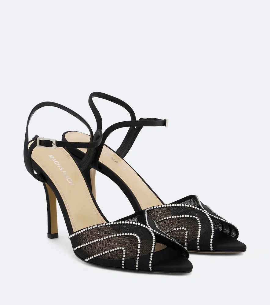 Rainbow embellished mesh sandals