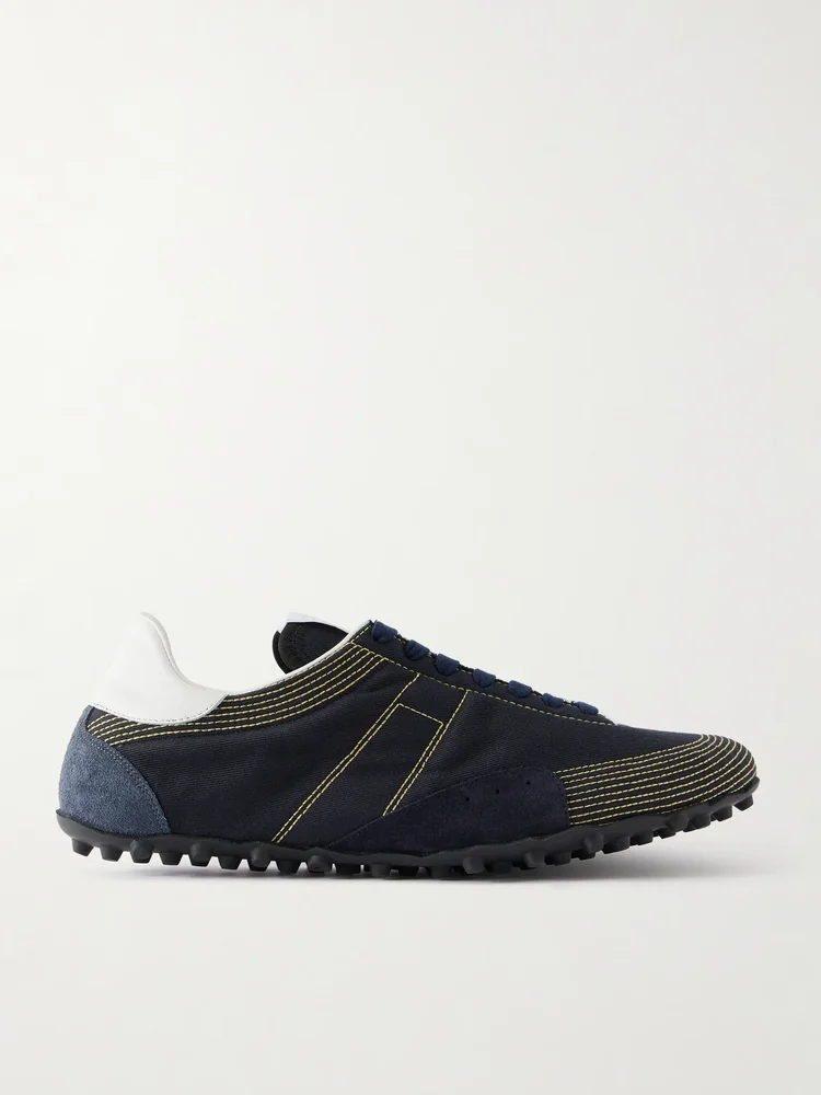 Sprinters Leather and Suede-Trimmed Cotton-Twill Sneakers