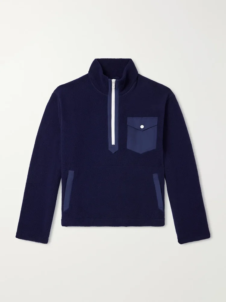 Shell-Trimmed Fleece Half-Zip Jacket