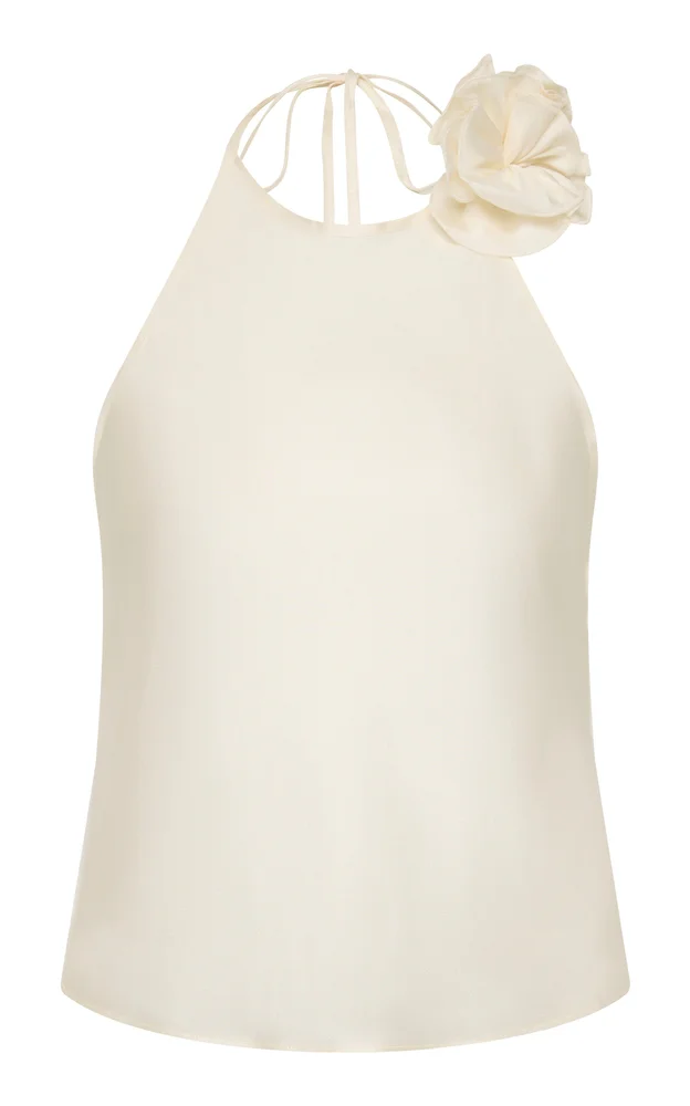 Silk Halter Rosette Top