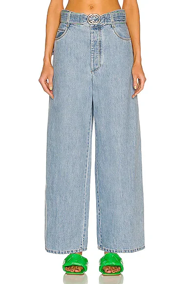 Light Bleached Belted Trouser Jeans