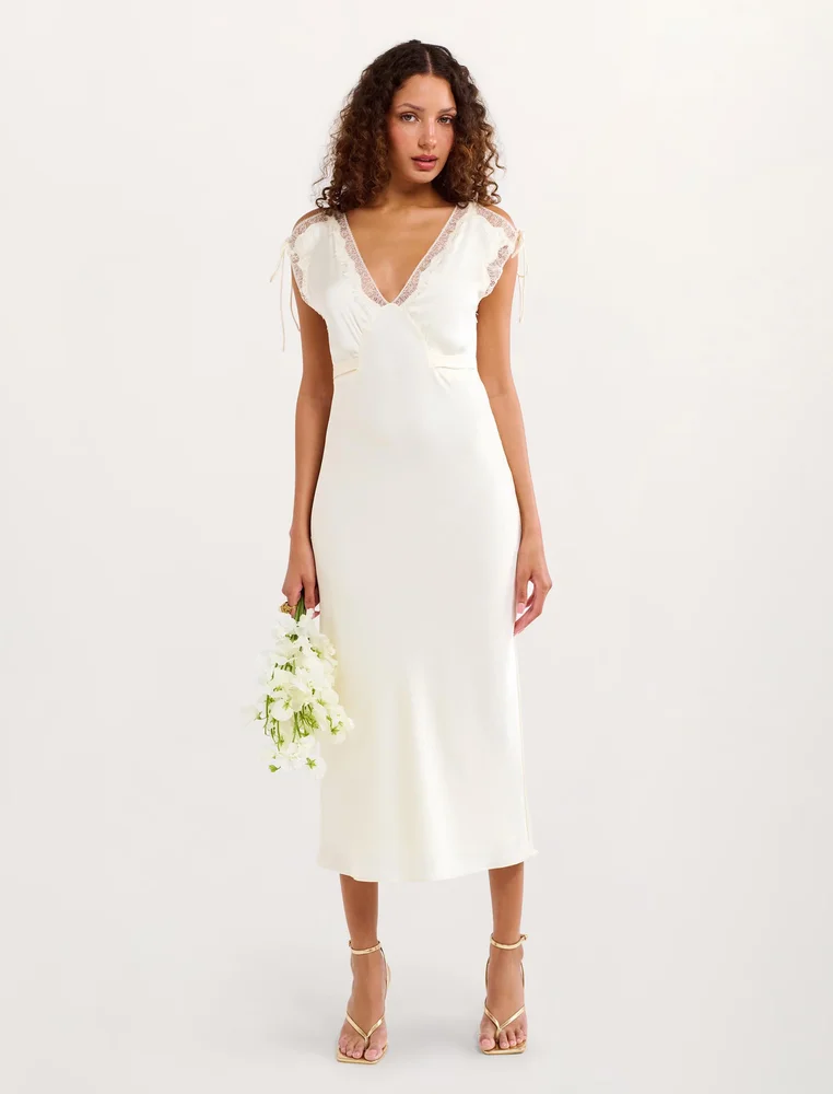 Monarch Midi Dress, Cream