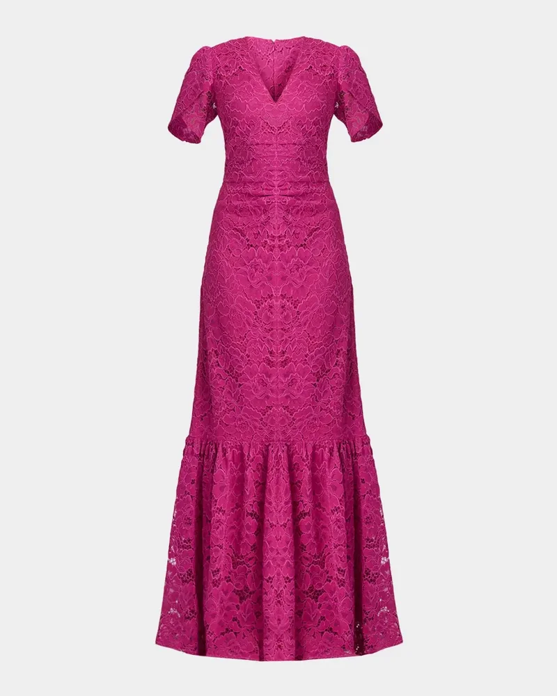 Bolton Tulip-Sleeve Corded Lace Gown