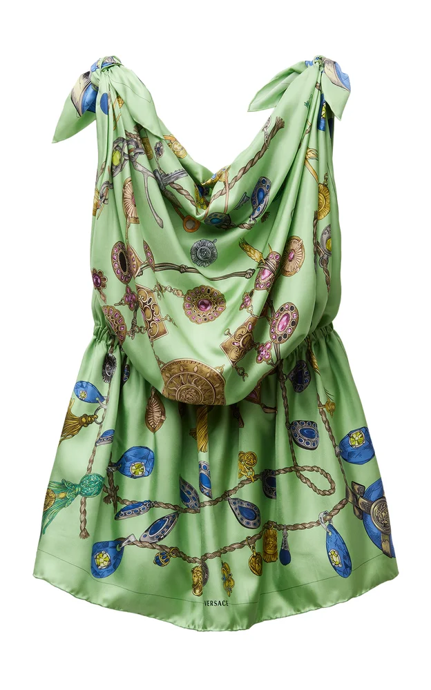 Broken Jewels Silk Scarf Mini Dress