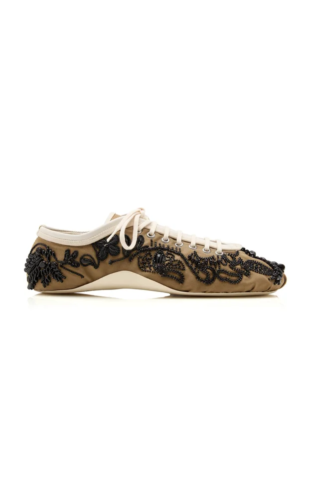 Embroidered Twill Ballerina Sneaker