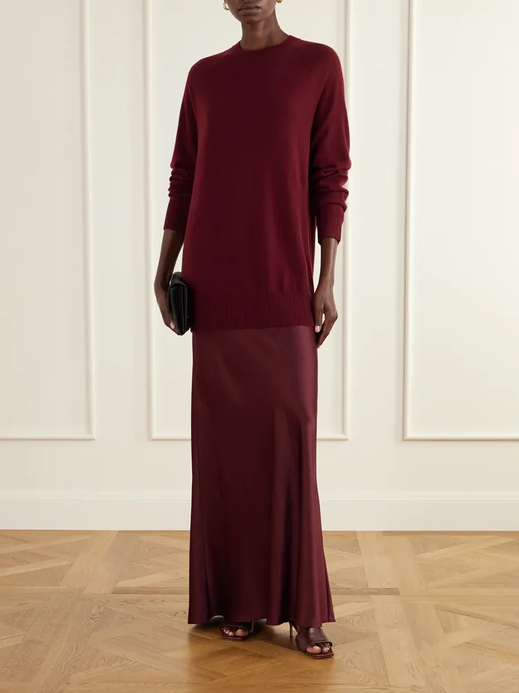 Monument cashmere and silk-satin maxi dress