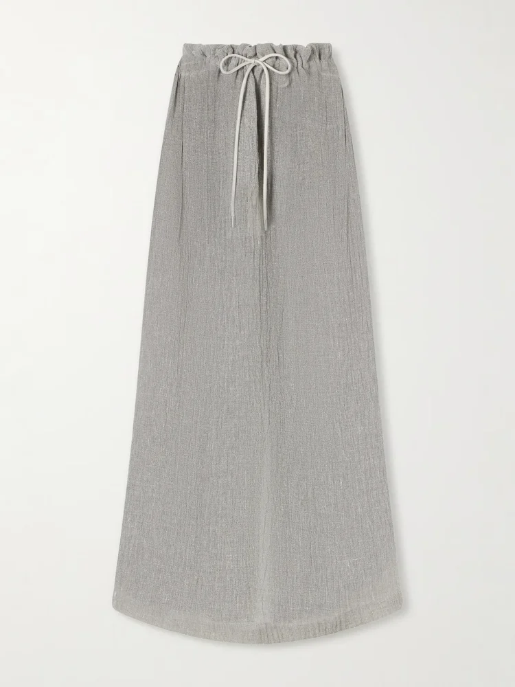 Regina linen-blend gauze midi skirt