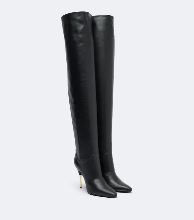 VLogo leather over-the-knee boots