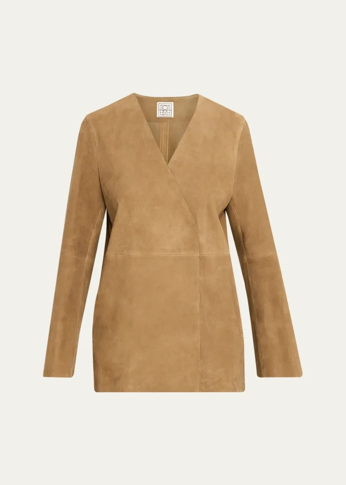 V-Neck Suede Blazer