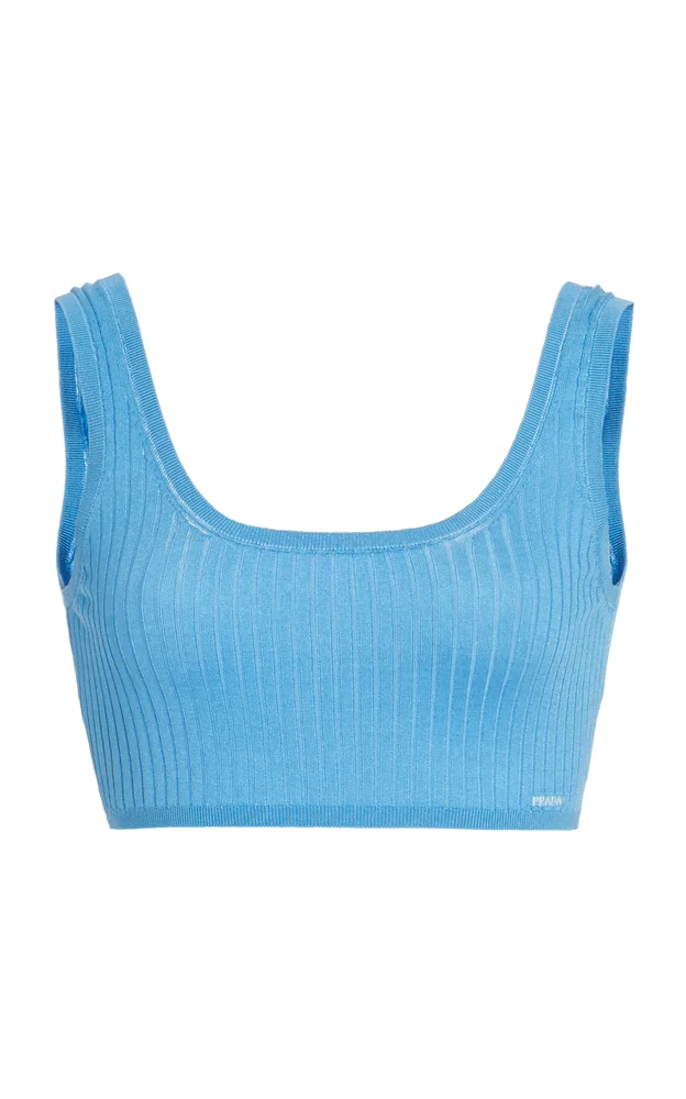 Ribbed Silk Cropped Bra Top