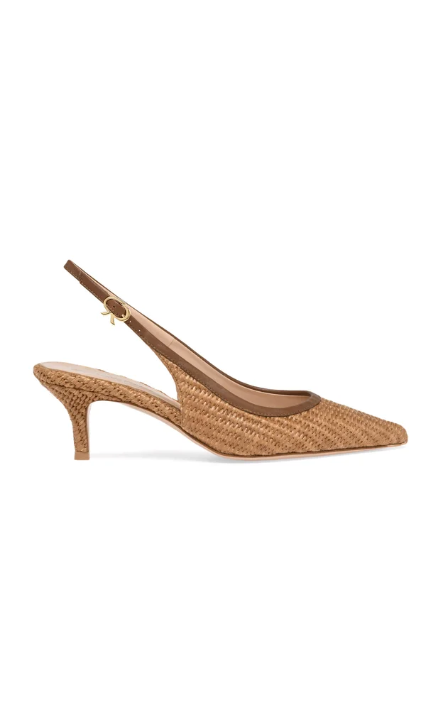 Gianvito Rossi Minorca Raffia and Leather Slingback