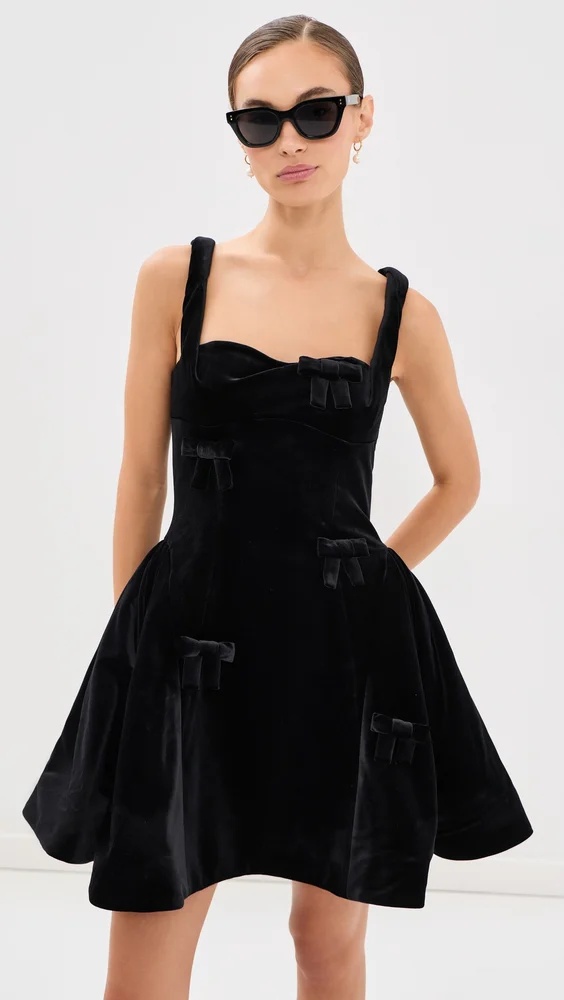 Ariel Velvet Bow Mini Dress