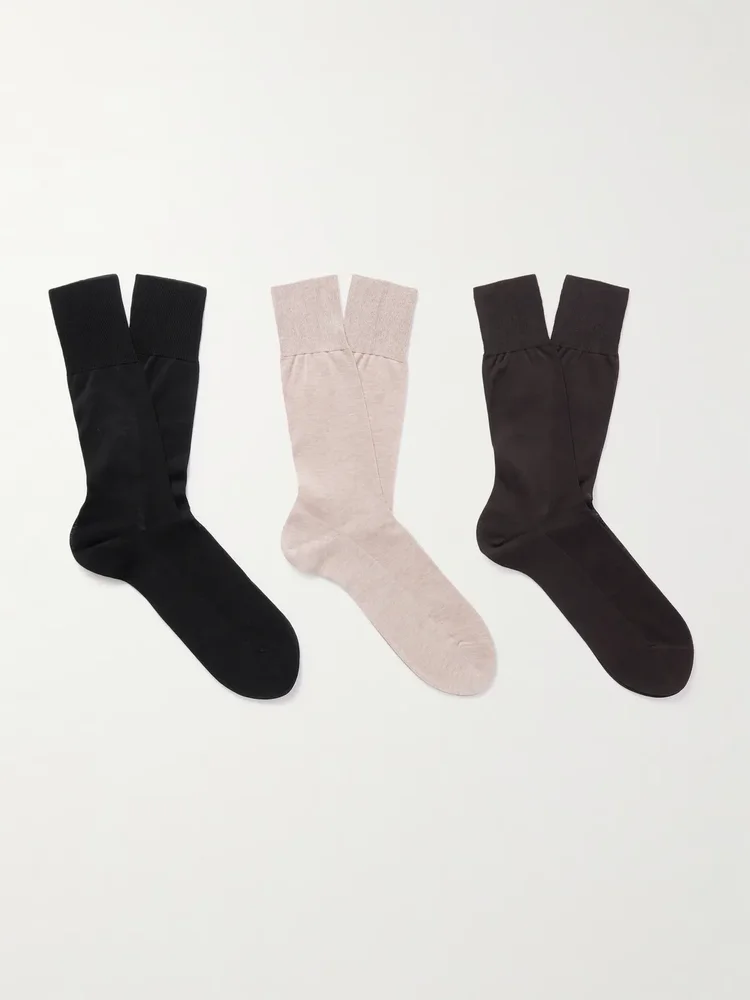 No. 9 Pure Fil d´Écosse Three-Pack Cotton-Blend Socks