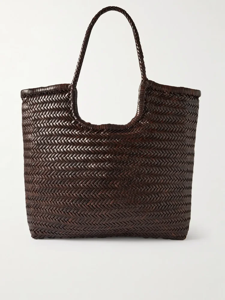 NS Diagonal Triple Jump woven leather tote