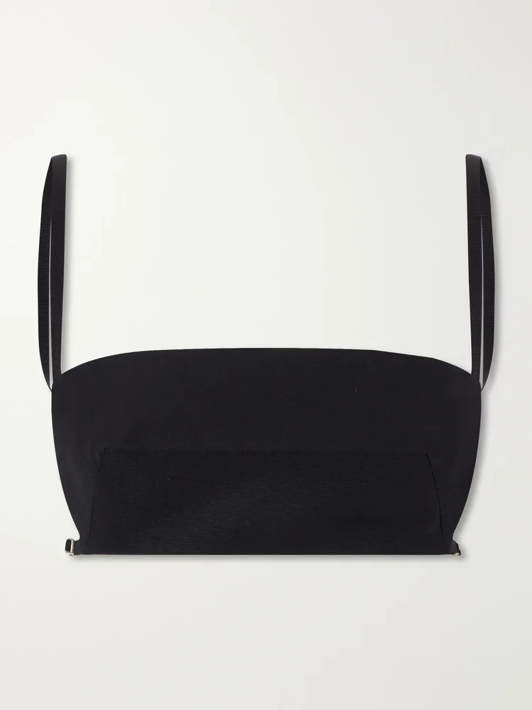Cropped wool and silk-blend top