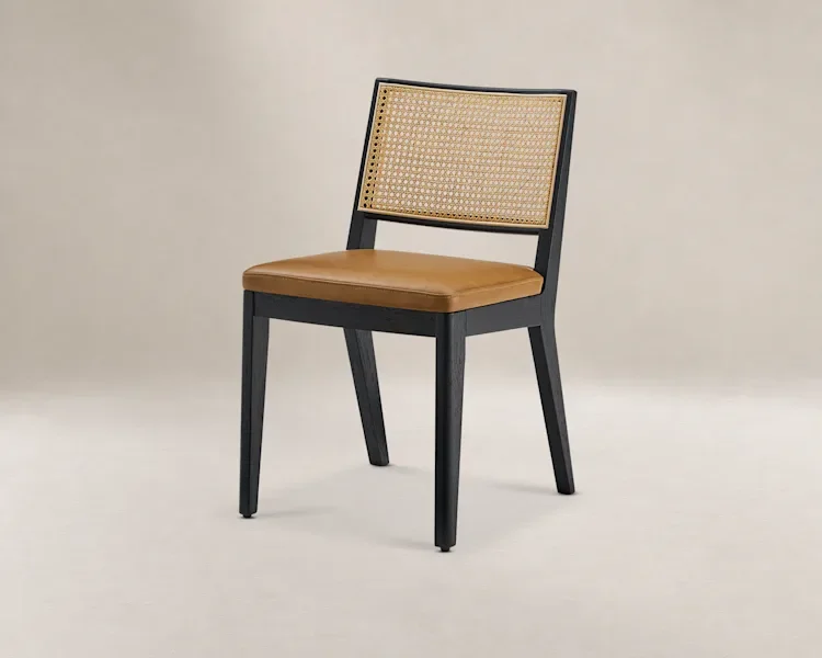Sloane Cane and Leather Chair (set of 2)