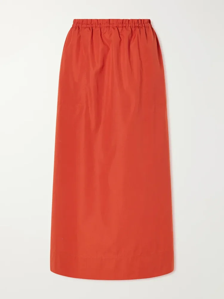 Cotton-poplin midi skirt