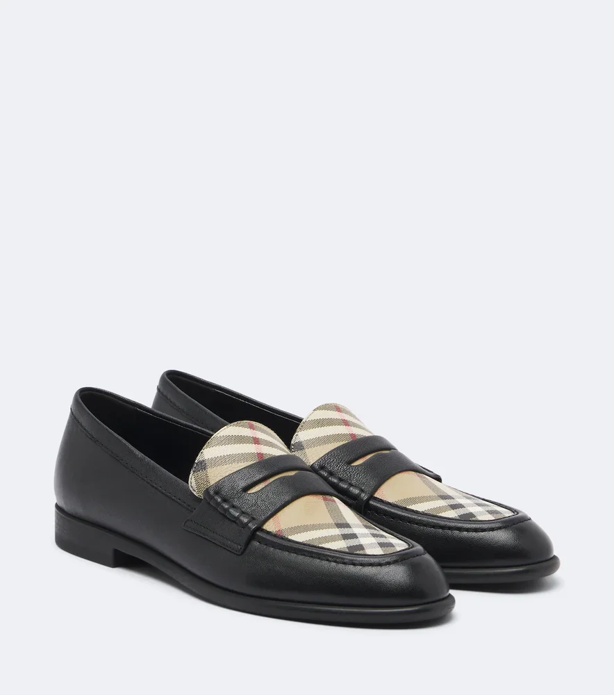 Burberry Check leather penny loafers