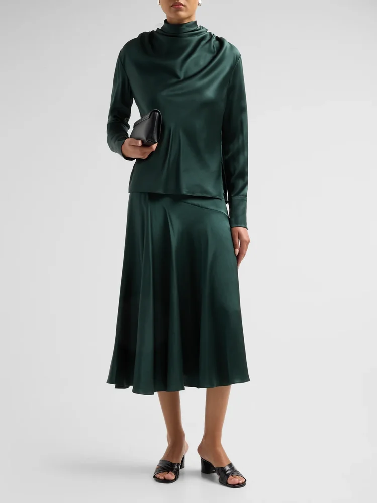 Blaine Draped Silk Charmeuse Top