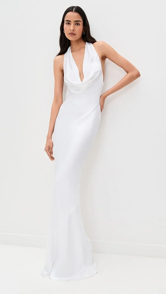 Halter Drape Bias Gown