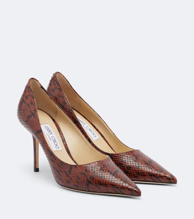 Love snake-effect leather pumps