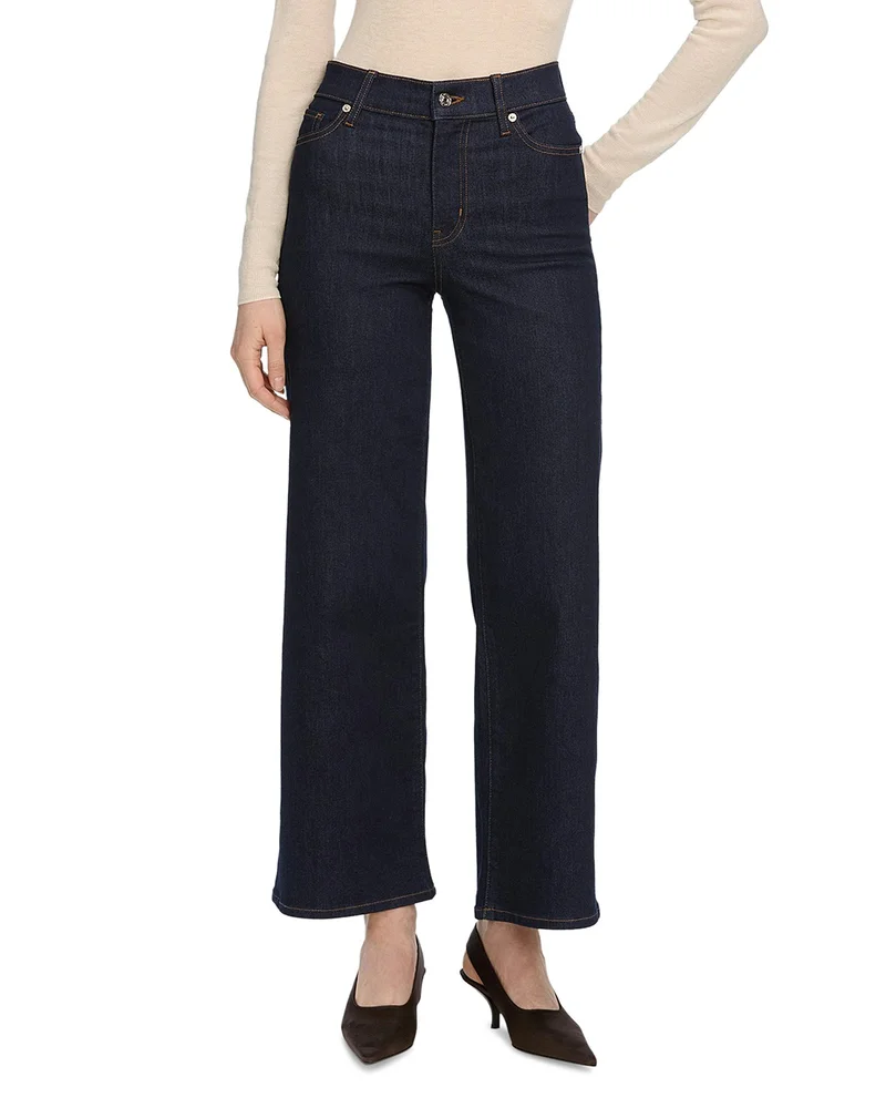 Le Slim High Rise Palazzo Crop Jeans in Rinse