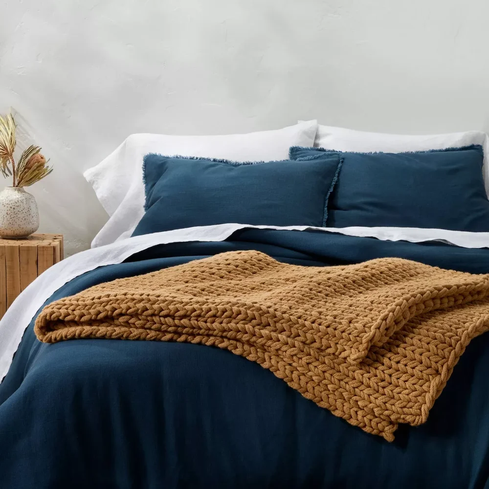 50" x 70" Oversized Solid Bed Throw, Warm Brown