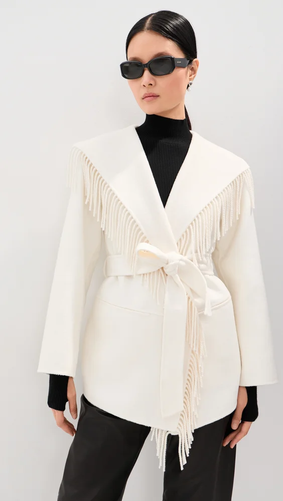Rowen Double-Faced Wool Fringe Jacket