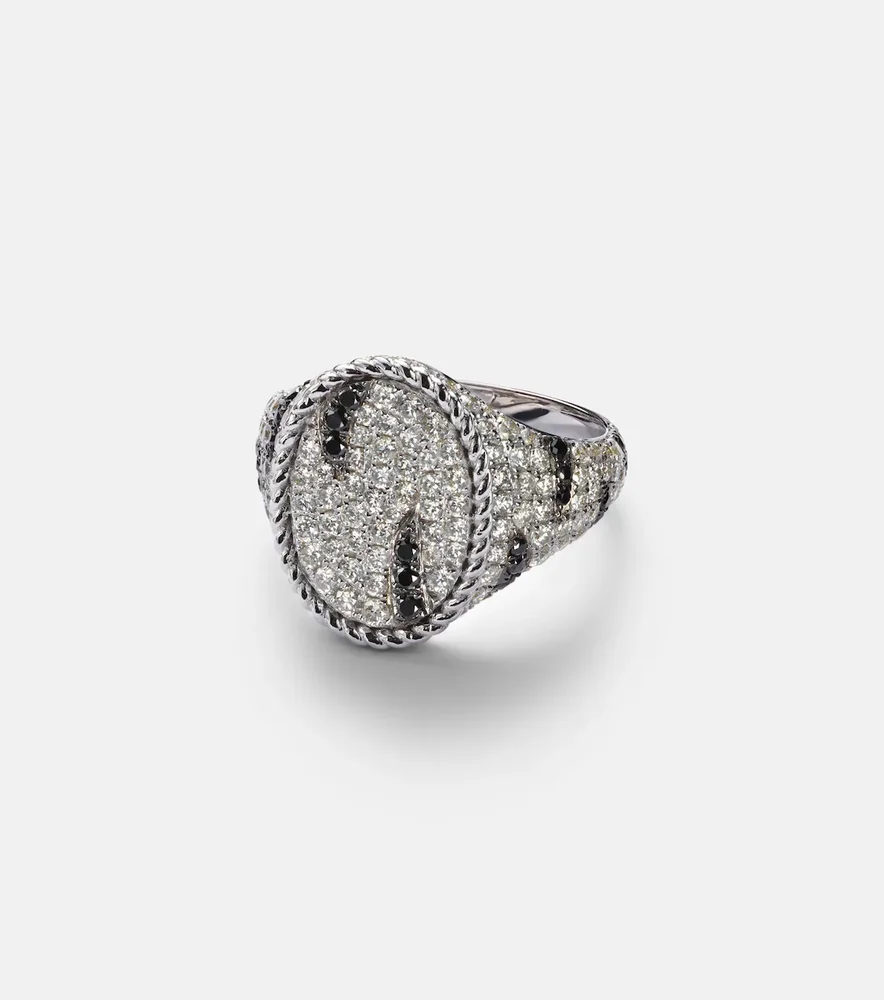 Zèbre 18kt white gold pinky ring with diamonds