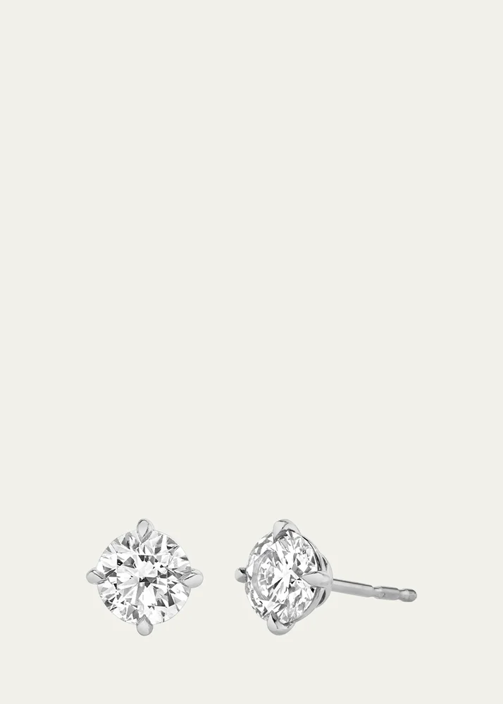 14K Gold Brilliant Round Solitaire Lab Grown Diamond Stud Earrings, 3.00tcw