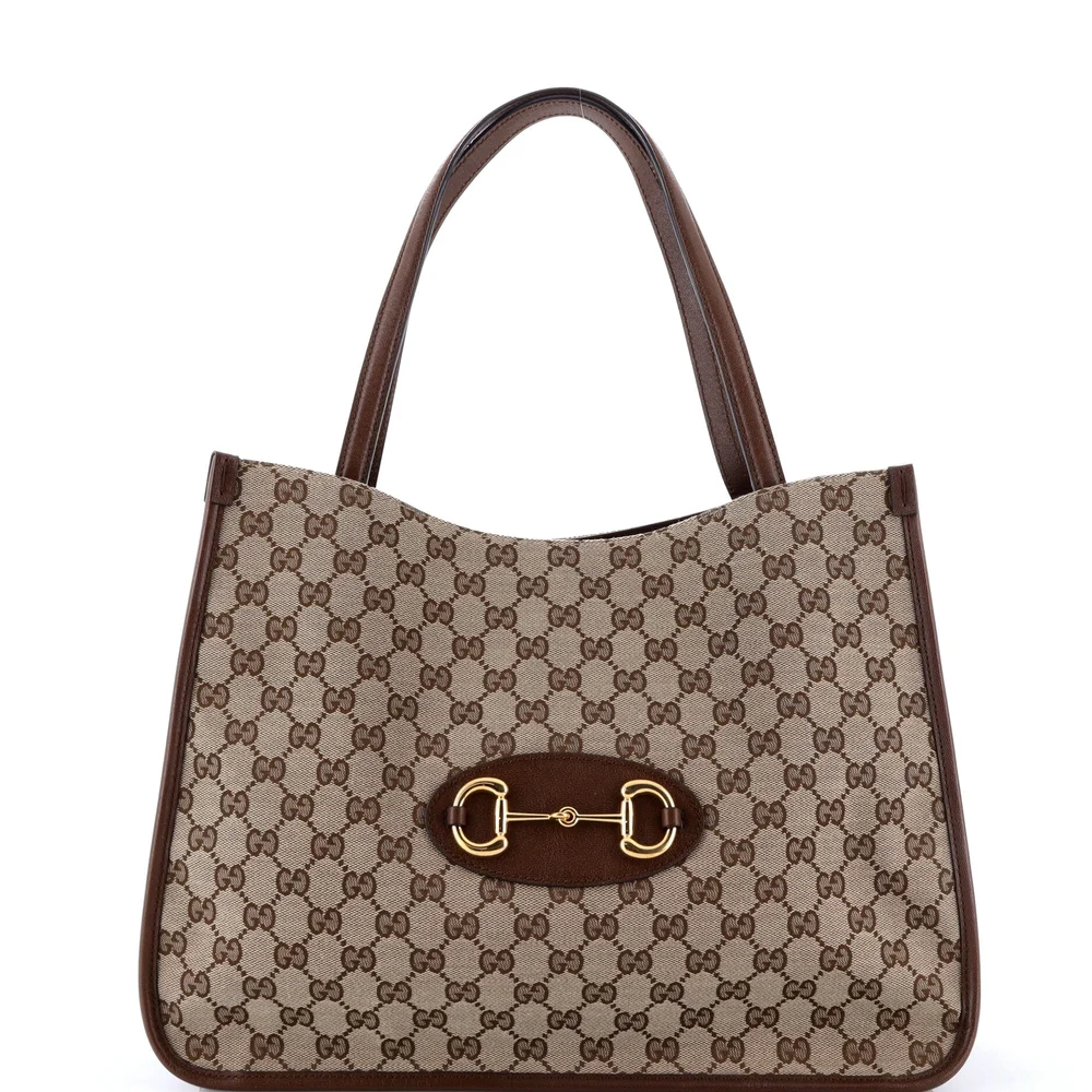 Pre-Owned Horsebit 1955 Tote GG Canvas with Leather Medium
