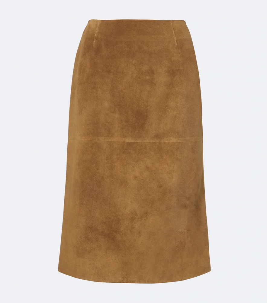 Suede midi skirt