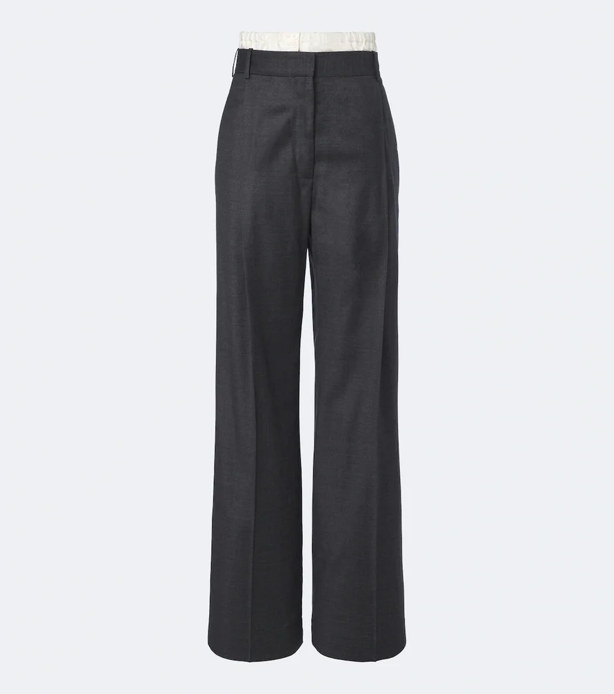 Virgin wool wide-leg pants