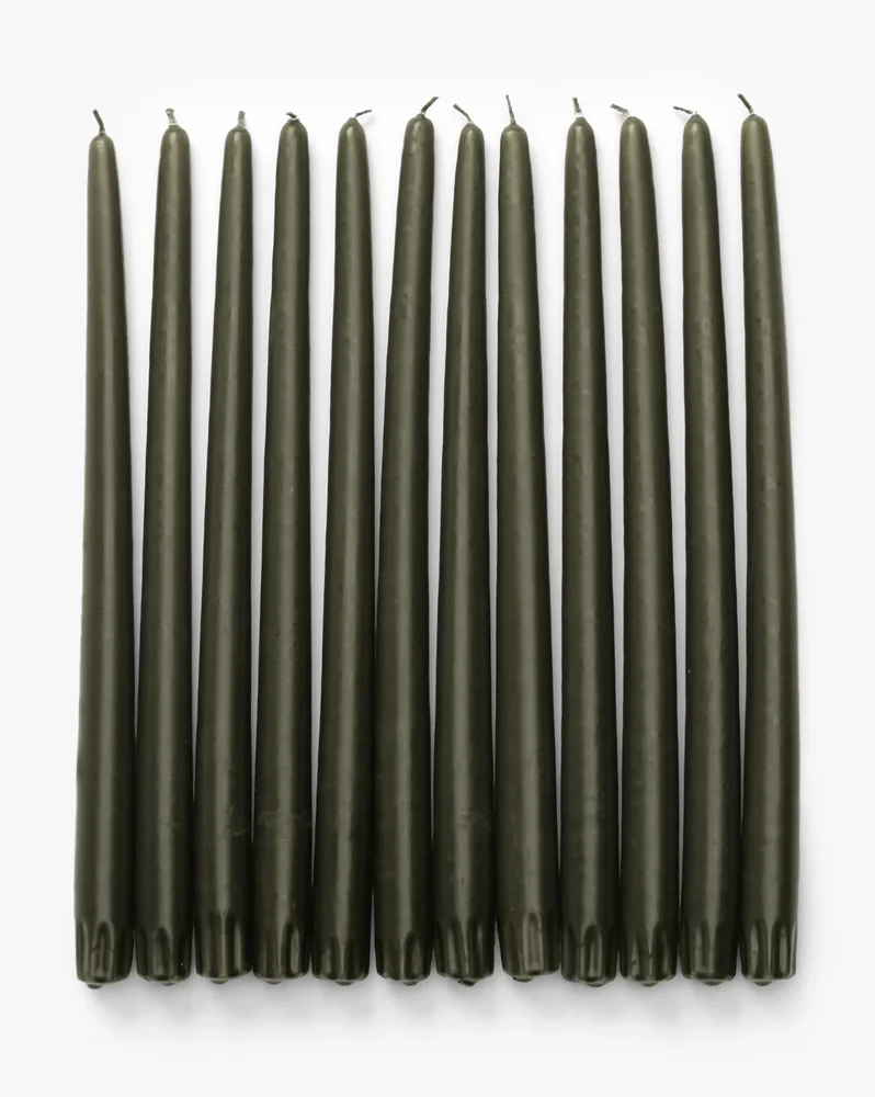 Olive Taper Candles, Set of 12
