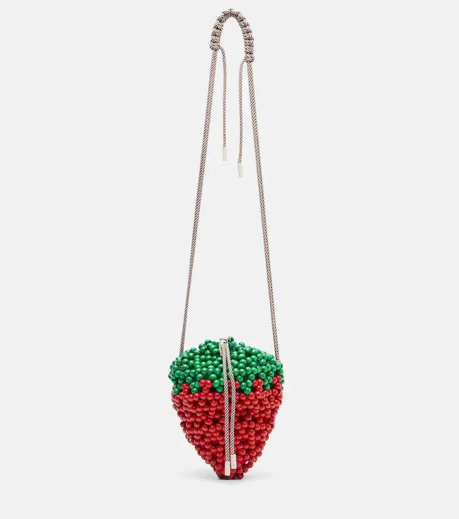 Strawberry Mini beaded crossbody bag