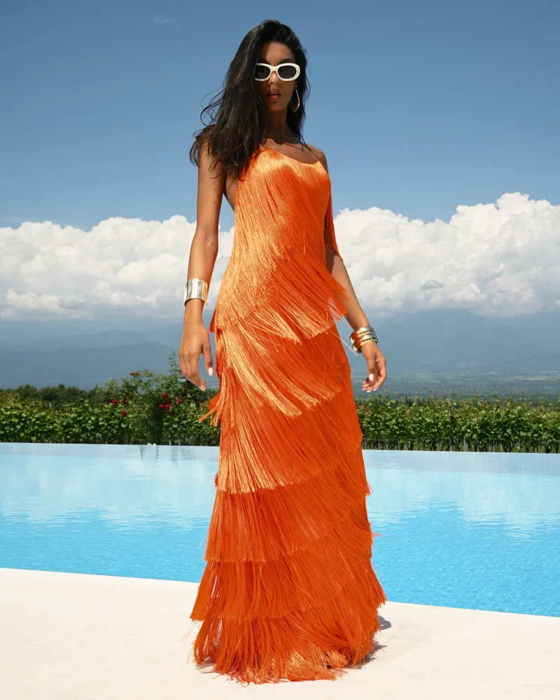 Lena Sunset Orange Dress