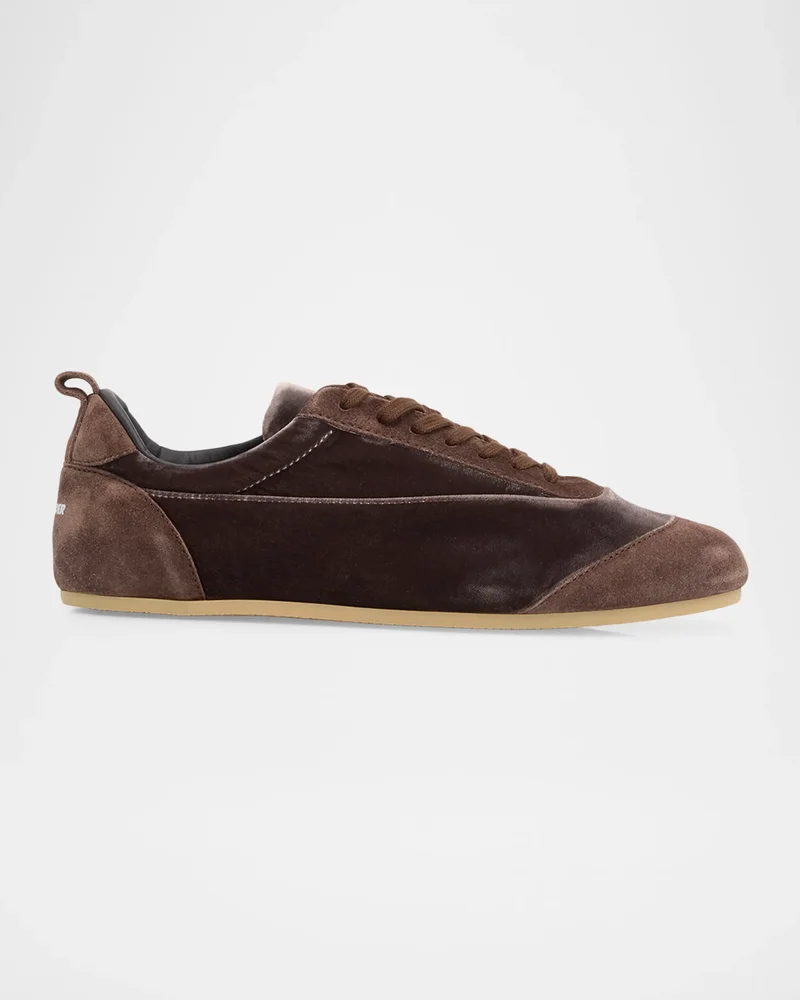 Etage Velvet and Suede Low-Top Sneakers