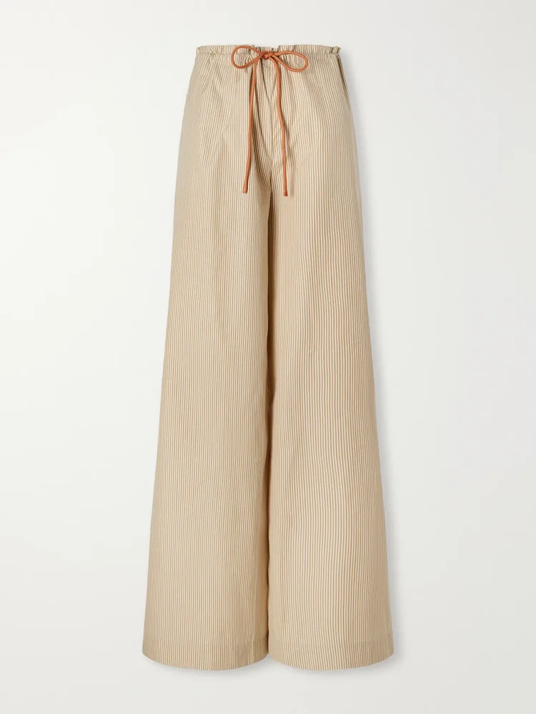 Wesley Striped Cotton-Taffeta Wide-Leg Pants