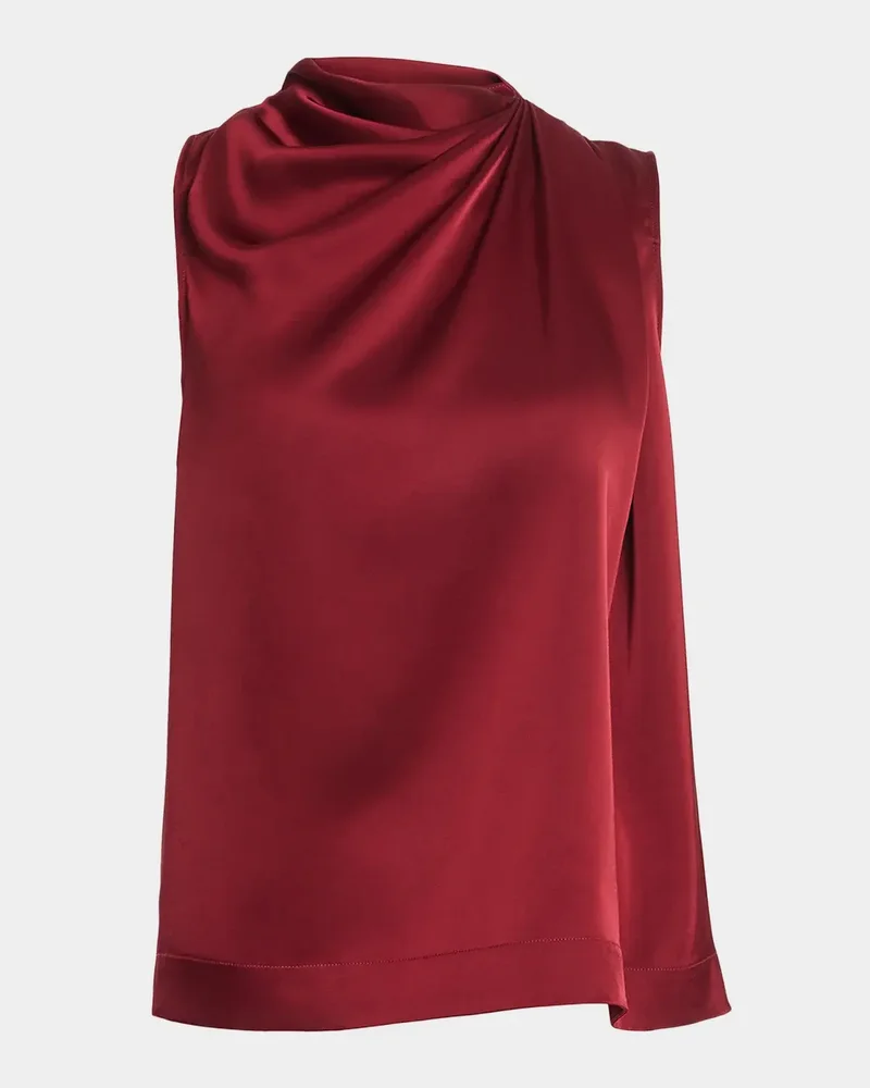 Alden Embellished Draped Satin Sleeveless Top