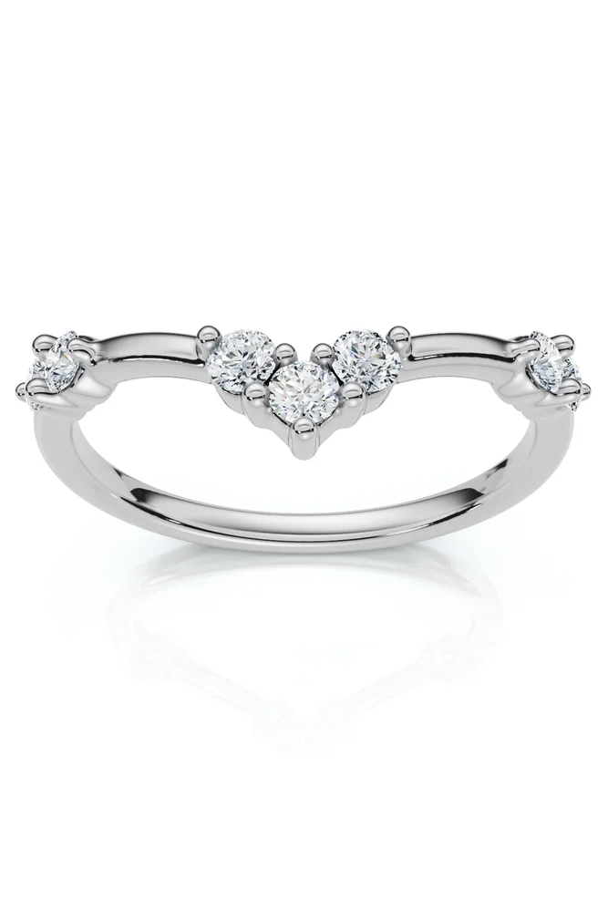 1/4Ct Diamond Guard Wedding Stack Ring 14K Gold Lab Grown