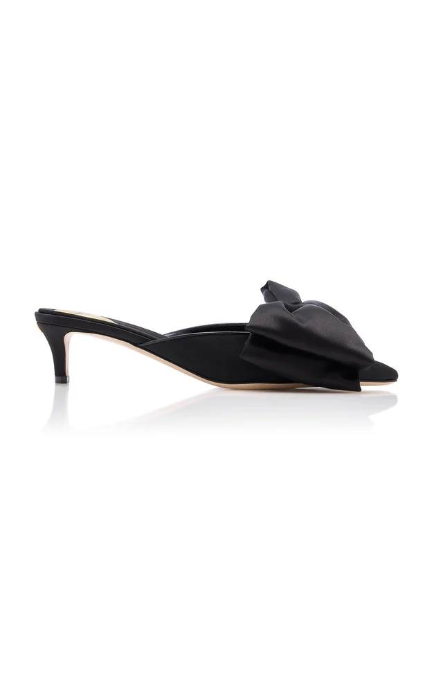 Yolande Bow-Detailed Satin Mules