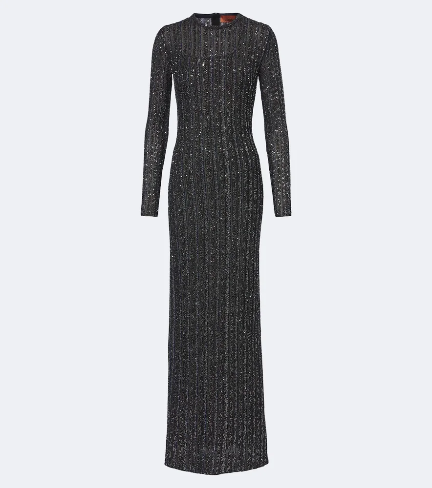 Sequined knitted gown