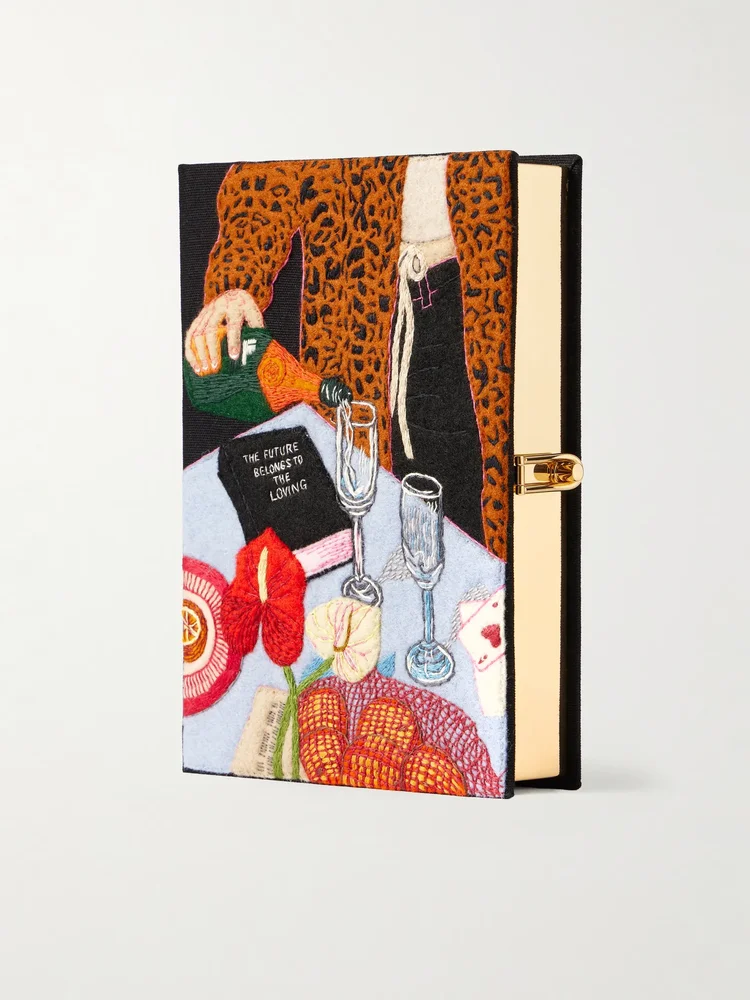 The Loving embroidered canvas clutch