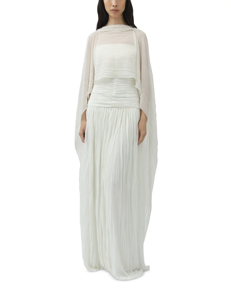 Dani Crinkle Jersey Bustier Gown with Cape