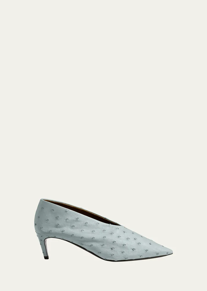 50mm Miriam Ostrich Leather Pumps