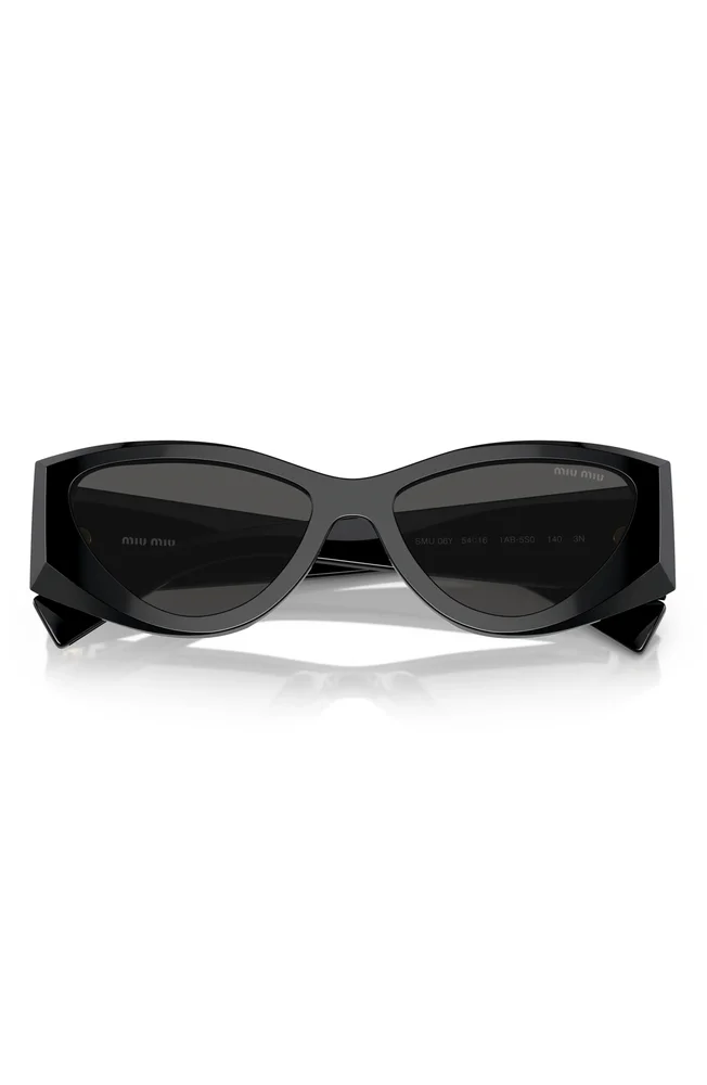 54mm Angular Cat Eye Sunglasses (black)