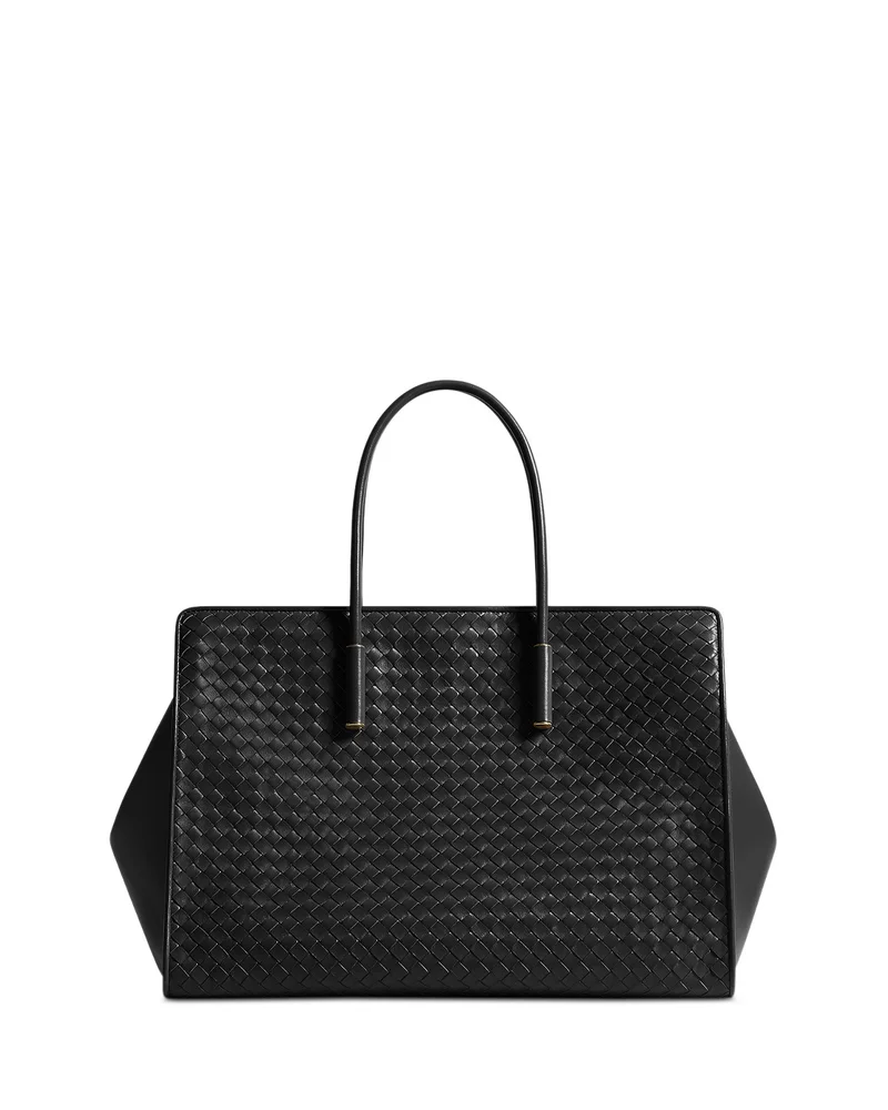 Large Barbara Woven Leather Tote