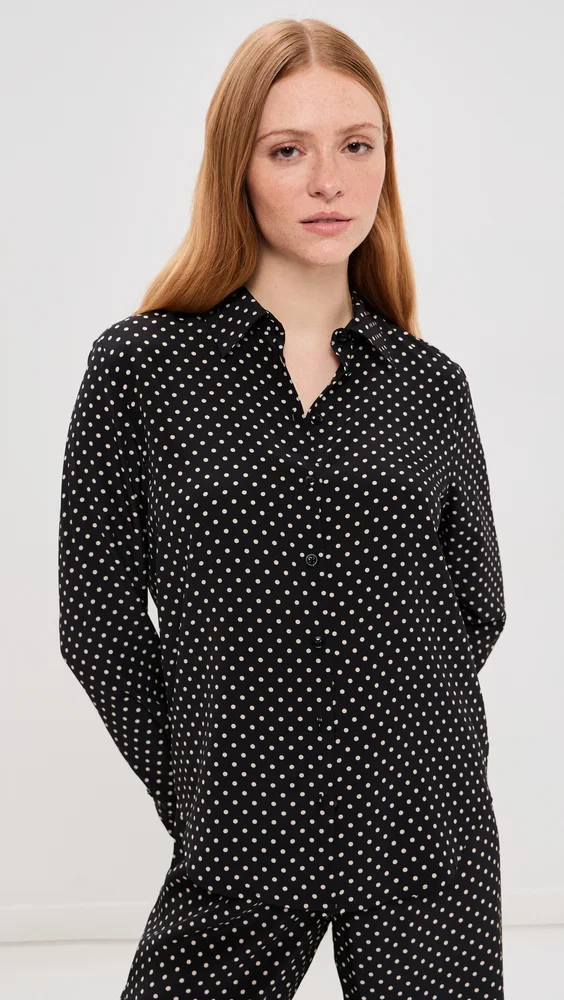 Fitted Silk Button Down Shirt