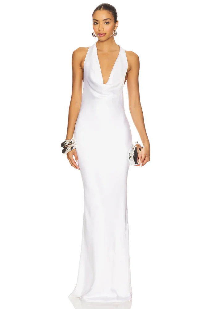 Halter Drape Bias Gown