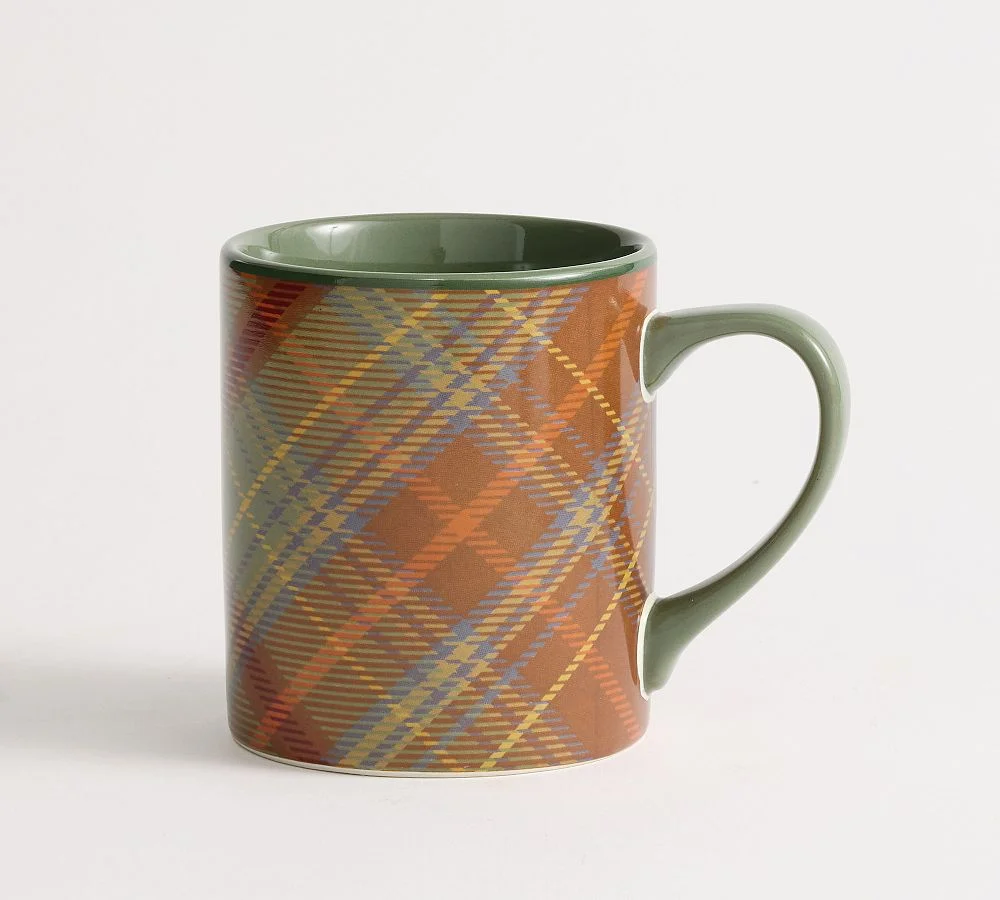 Woodrow Plaid Stoneware Mugs, Set of 4